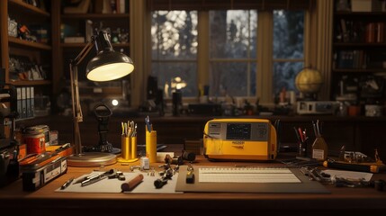 Cozy Workspace with Tools and Vintage Radio