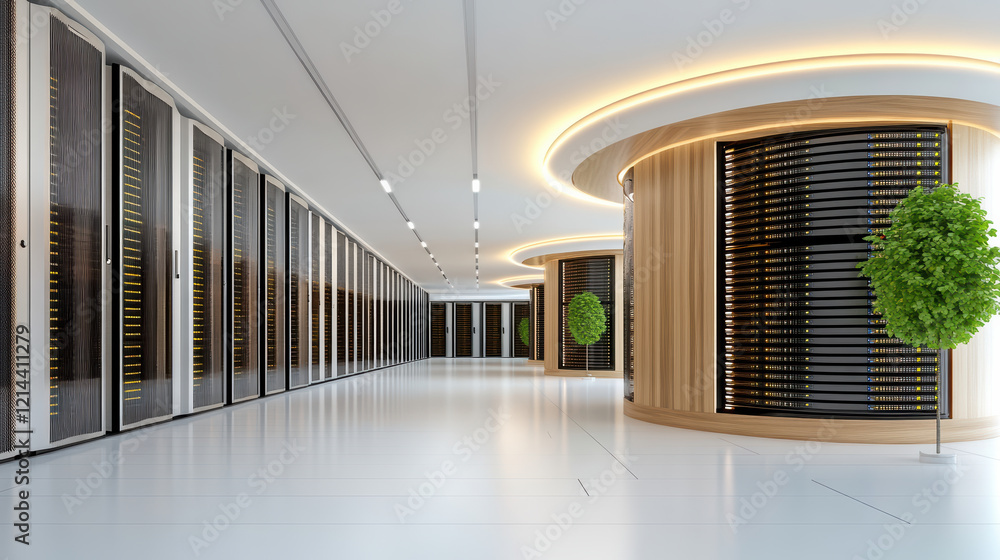 Poster high density server room with modern design and efficient layout