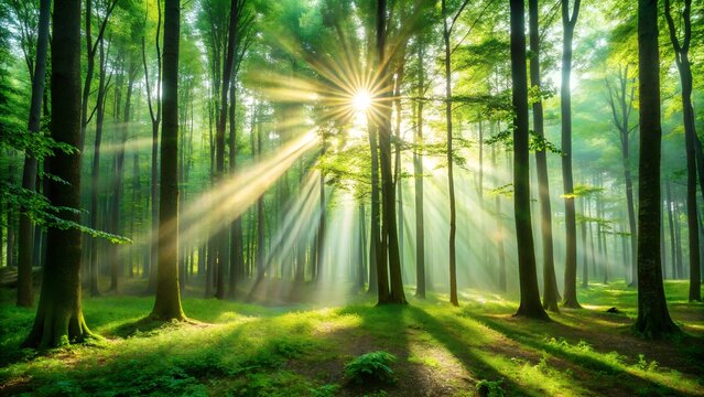 sun rays in the forest