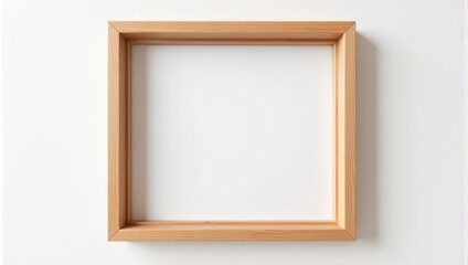 Centered on a pristine white wall, this light brown wooden picture frame captivates with its eye-level charm and intricate horizontal plank design, offering an inviting focal point for cherished memor