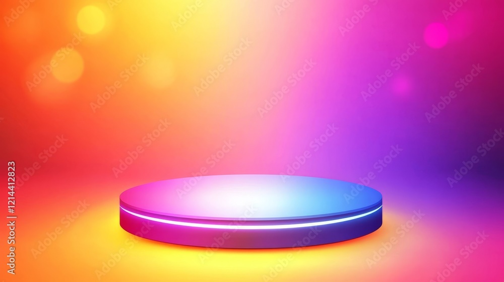 Poster vibrant colorful background with circular platform for display