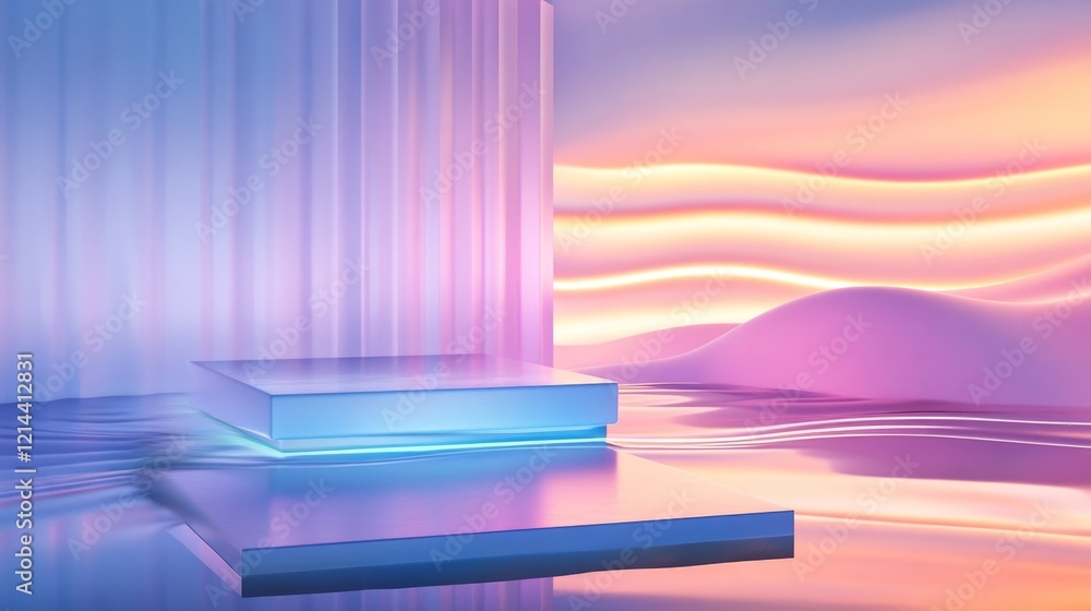 Aufkleber dreamy abstract background with soft waves and colorful gradients
