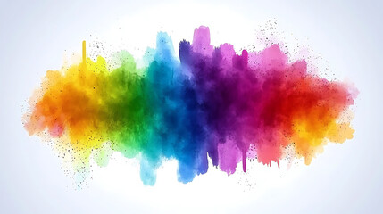 Rainbow powder explosion, vibrant color burst.