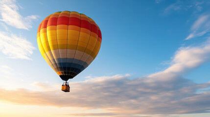 Obraz premium vibrant hot air balloon soaring against clear blue sky