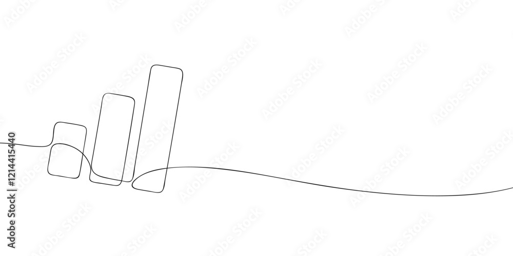 Poster a single line drawing of a diagram. continuous line chart icon. one line graph icon. vector illustra