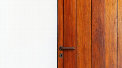 Obraz premium A Doorway of Opportunity: A sleek, wooden door with a traditional handle beckons with promise, hinting at the potential that lies beyond its threshold. The door's rich.