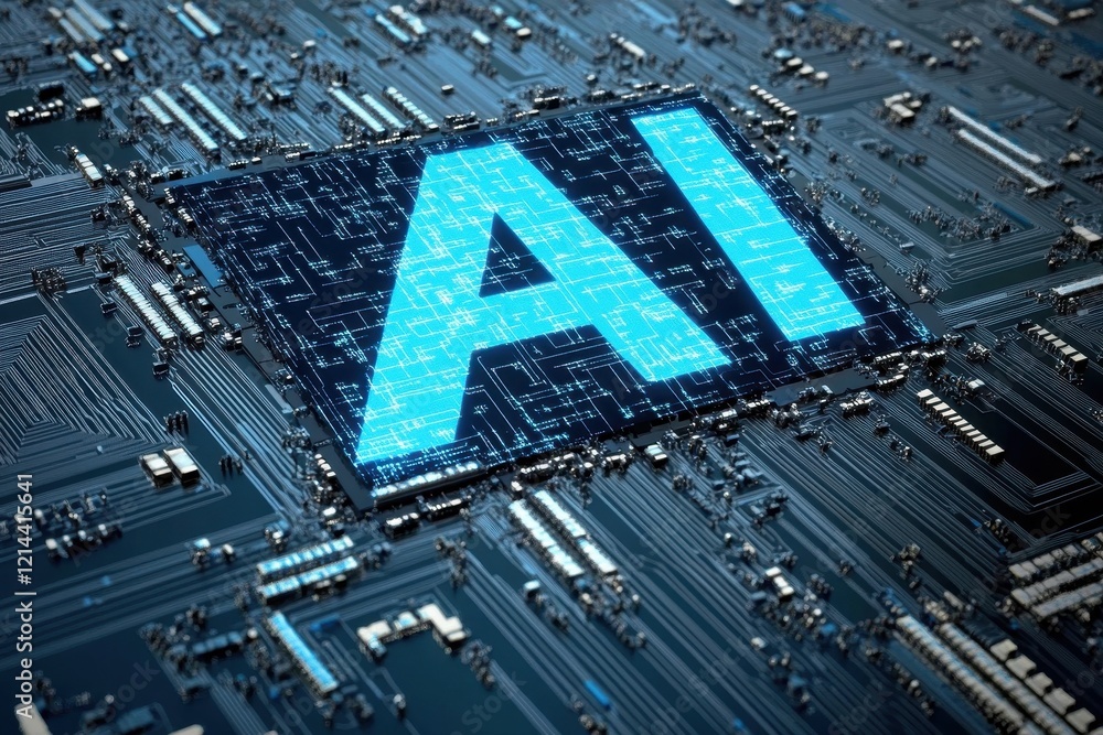 Aufkleber artificial intelligence technology concept with ai text on electronic circuit board .