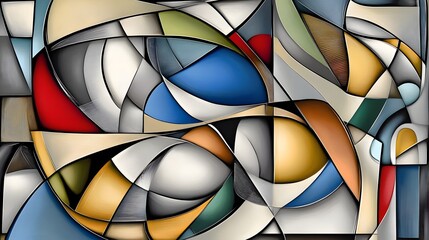 Fototapeta premium Abstract Geometric Art Colorful Shapes Lines