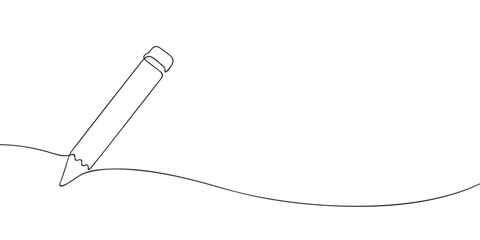A single line drawing of a pencil. Continuous line simple pencil icon. One line icon. Vector illustration.