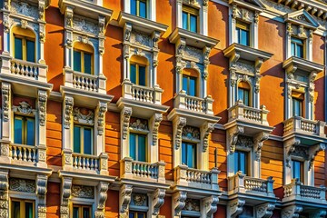 Fototapeta premium Macro Detail: Trieste Residence Hotel Facade - Architectural Texture & Design