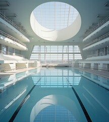 A Stunning Outdoor Swimming Pool Set Against a Backdrop of Clear, Bright Blue Skies