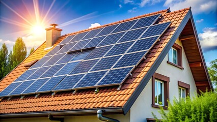 Naklejka premium solar panels on a roof