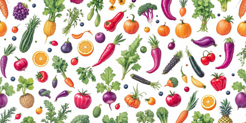 Illustration set of vegetables and fruits