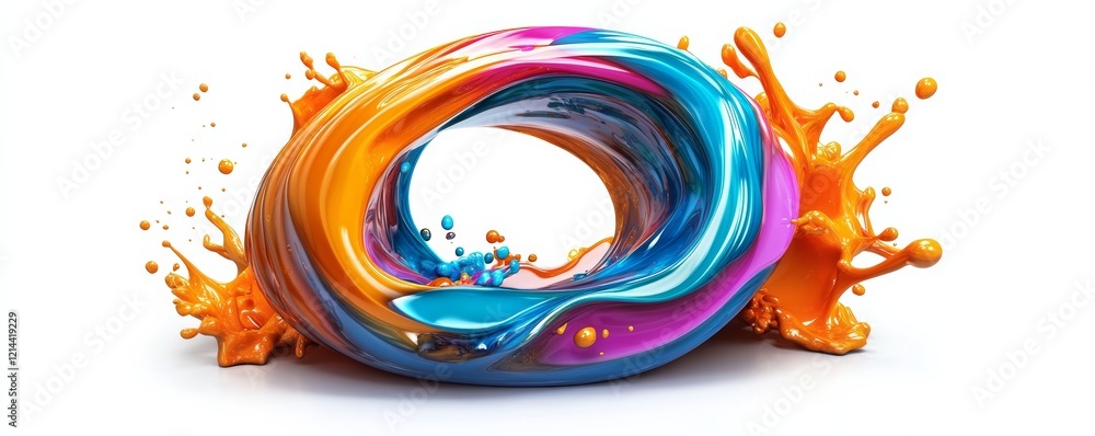 Poster colorful paint vortex swirling and splashing, creating a dynamic and vibrant abstract composition on