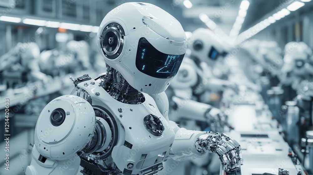 Poster enhancing complex assembly processes meticulous precision robotics in manufacturing environments
