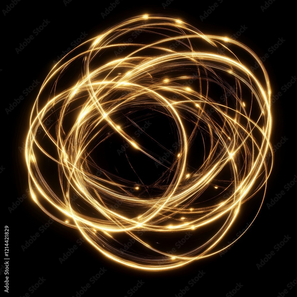 Poster abstract light trails forming circular patterns on dark background