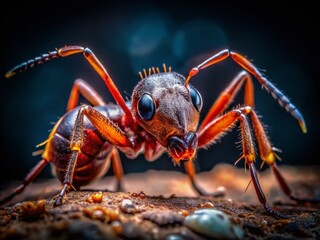 Fototapeta premium Macro Photography: Thatching Ant in Low Light, Detailed Close-Up