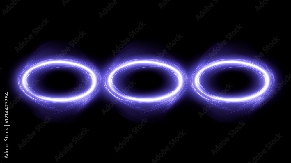 Poster mystical glowing rings of energy create a captivating display in a dark environment during a creativ