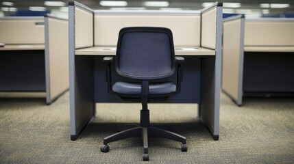 Empty Office Cubicle with Swivel Chair