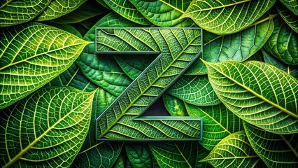 Fototapeta premium Macro Photography of Green Leaves Forming Letter Z - Nature Alphabet