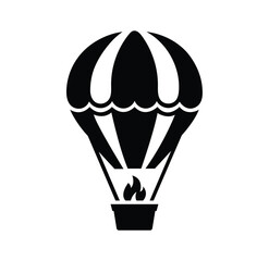 Obraz premium Hot air balloon icon flat style design. Air Balloon Silhouette, Vector illustration