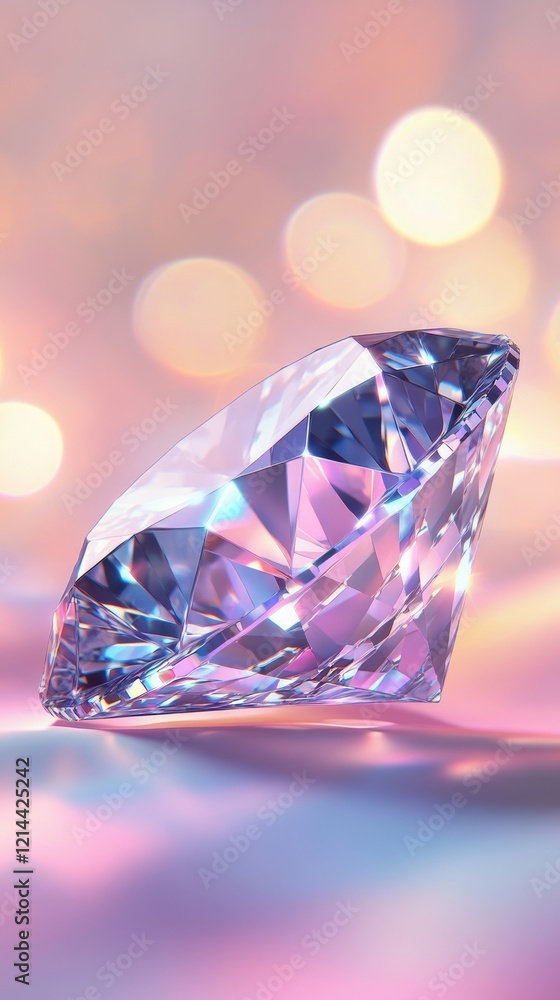 Poster sparkling gemstone reflecting light on a colorful backdrop, creating a luxurious and glamorous atmos