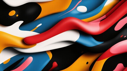 Abstract Colorful Swirls: A vibrant digital art piece showcasing dynamic, flowing shapes in a spectrum of bold hues.