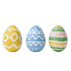 Colorful Easter eggs with unique patterns, perfect for spring celebrations and decorations., isolated on a transparent background.
