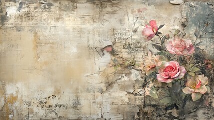 Fototapeta premium Shabby chic collage canolli, scrapbook paper, old paper, vintage