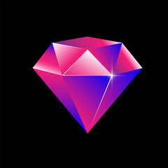 Diamond. Icon, flat design.