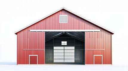Red Barn with Open Doors: A classic red barn, doors wide open, inviting exploration and hinting at the stories held within.
