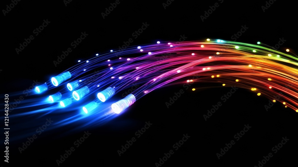 Aufkleber fiber optic cables transmitting colorful data creating a futuristic and technological effect