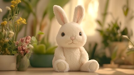 Obraz premium A plush rabbit with detachable ears for mix and match fun