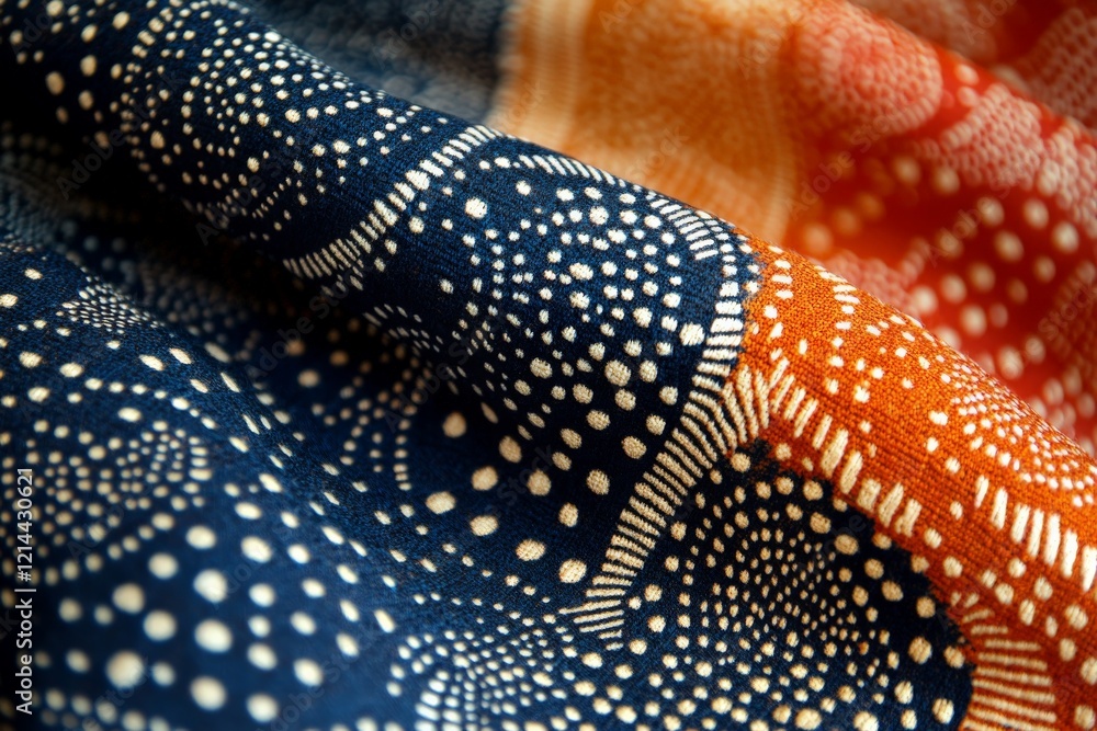 Poster colorful fabric pattern showcasing intricate designs in vibrant colors and textures on textile mater