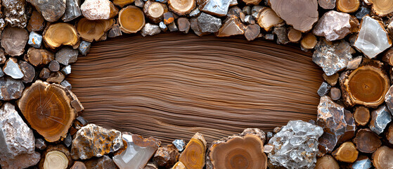 Nature's bounty a rustic arrangement of wood and stones natural landscape artistic display aerial view