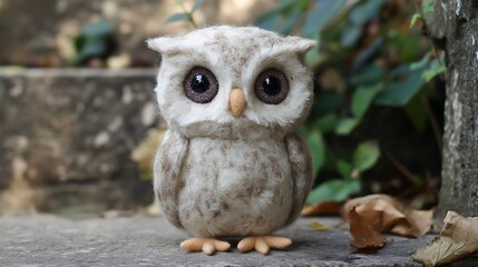 A pocket sized plush owl with glittery eyes