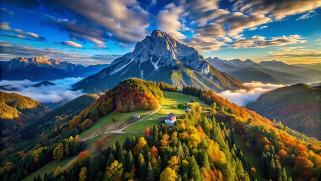 Majestic Aerial View of Slavnik Mountain Peak, Slovenia - Drone Photography