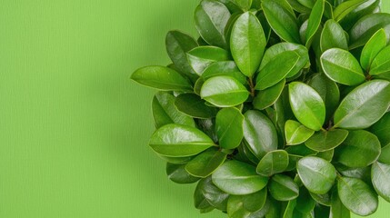 Fototapeta premium Lush green foliage on green background; nature, spring, growth concept; ideal for eco-friendly promotions