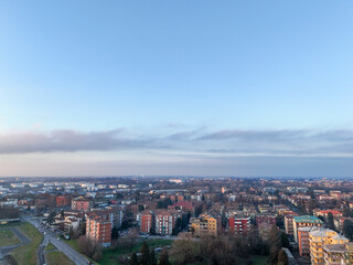 Obraz premium Cremona residential district panoramic view during winter season at dawn
