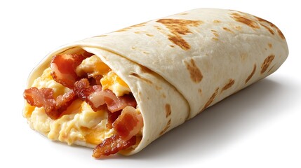 A savory bacon and egg breakfast burrito