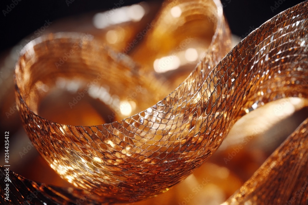 Poster Golden ribbon swirls create an elegant display of texture and light in artistic arrangement