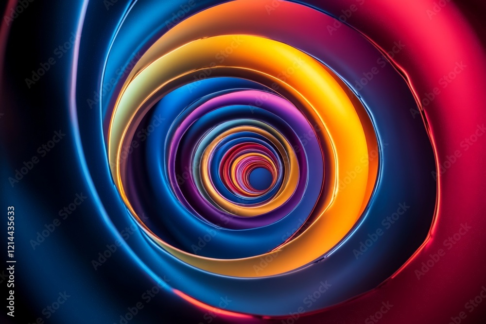 Poster vibrant spiral pattern showcasing a mesmerizing blend of colors in a captivating tunnel formation