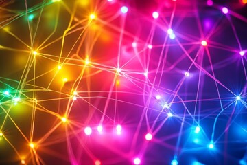 Obraz premium Colorful string lights create a vibrant display of illumination in a night setting