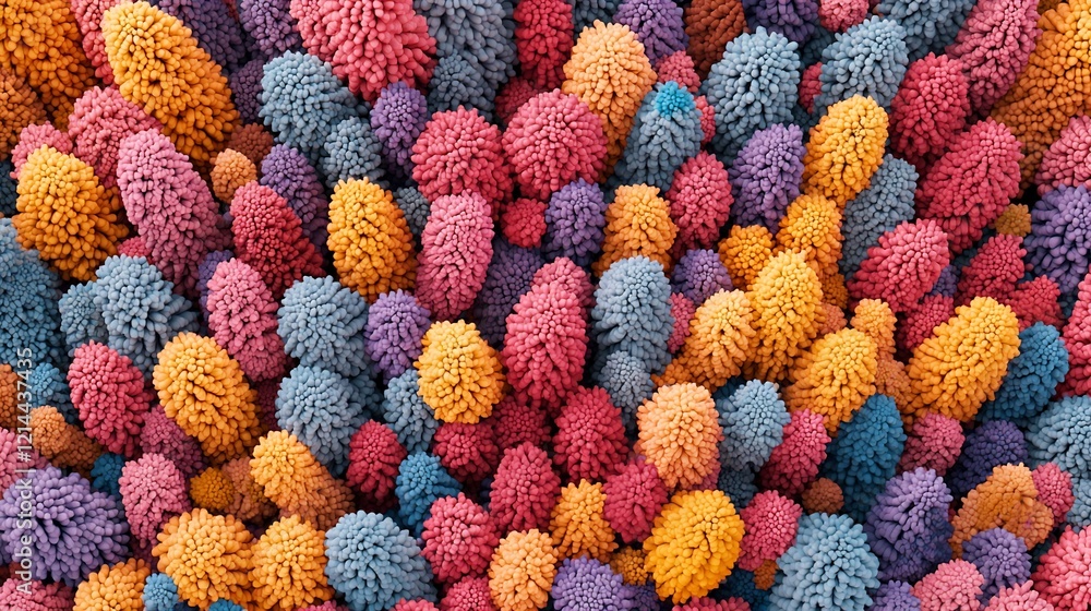 Poster Abstract colorful textured background of many small, fuzzy, vibrant shapes.