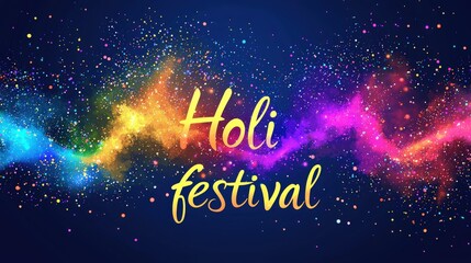 Vibrant Holi Festival Celebration with Colorful Dust and Dark Background for Festive Events and Invitations