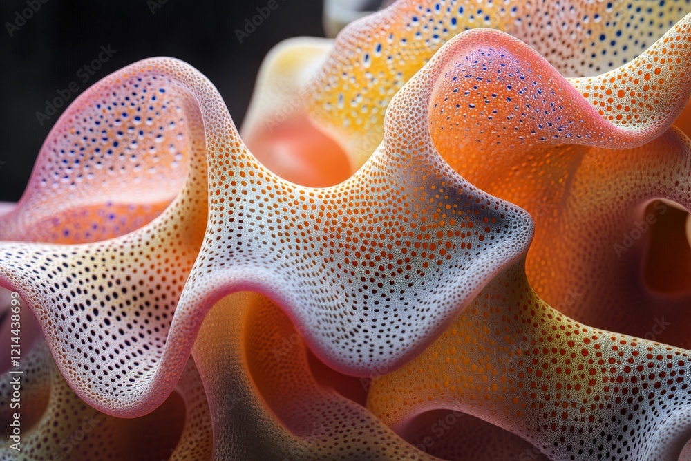 Poster colorful intricate pattern of textured material showcasing soft curves and delicate structures in a 