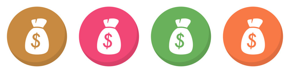 Money bag icons set. Set of Money bag icons isolated. Money bag icon. Flat design. Vector illustration