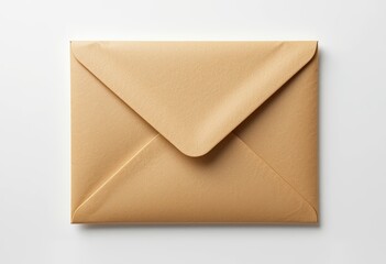 A flat, simple brown paper envelope lying on a white background, perfect for brand promotions, packaging, or design projects with a minimalist aesthetic
