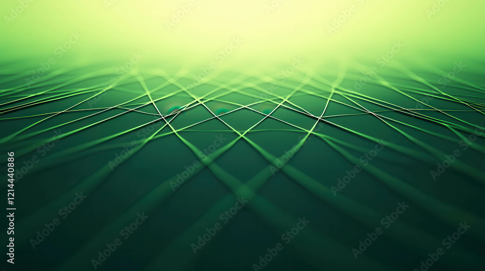 Poster delicate glowing trails of light in gradients of green for abstract background use
