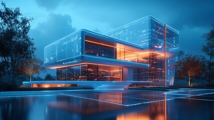 Futuristic smart home technology integrated into a smart building, displayed with advanced systems and automation features on a clean, isolated background.